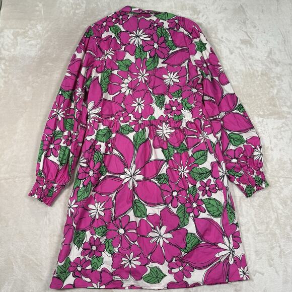 Flora Bea NYC Tinsley Long Sleeve Shirt Dress Mini Pink Floral Women's Size XL - Picture 6 of 11